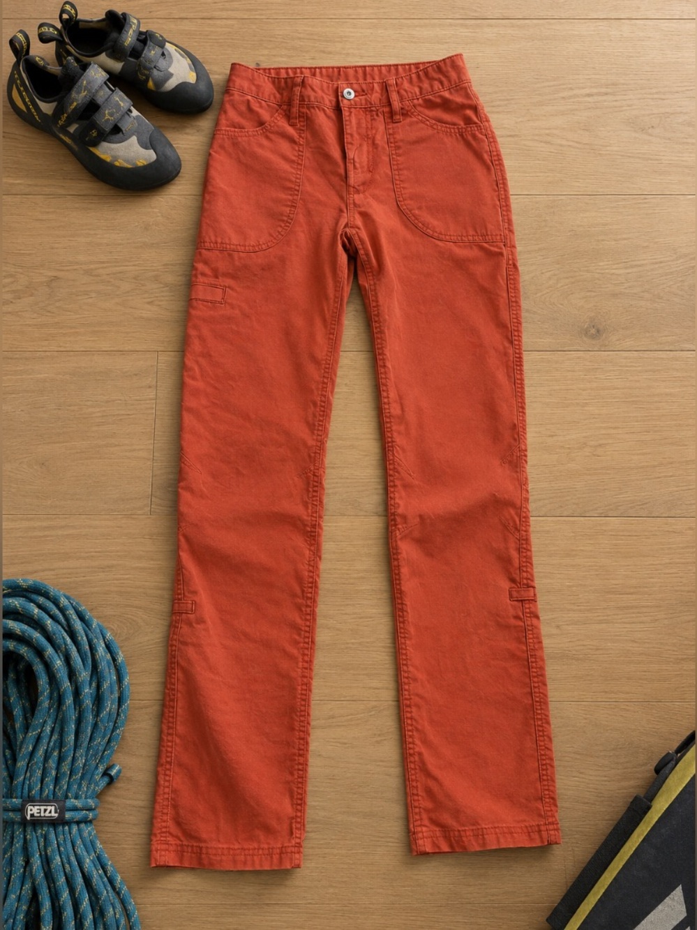 Patagonia Venga Rock Pants Womens 2 Burnt Orange Hiking Climbing Roll Up Hem